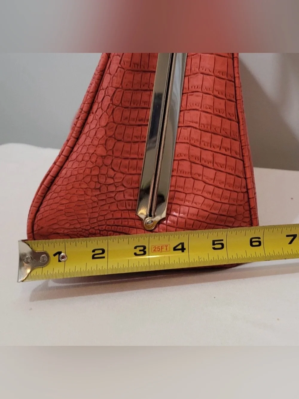 Croc Embossed Crossbody Satchel Bag Orange Faux Leather Shoulder Purse
